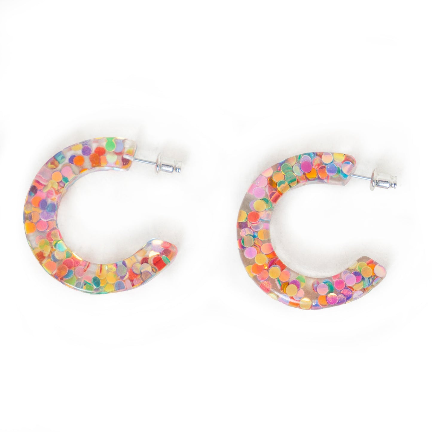 Rainbow Glitter Chaser Hoop Earrings - Accessories - KOI Footwear - Multi - Front View