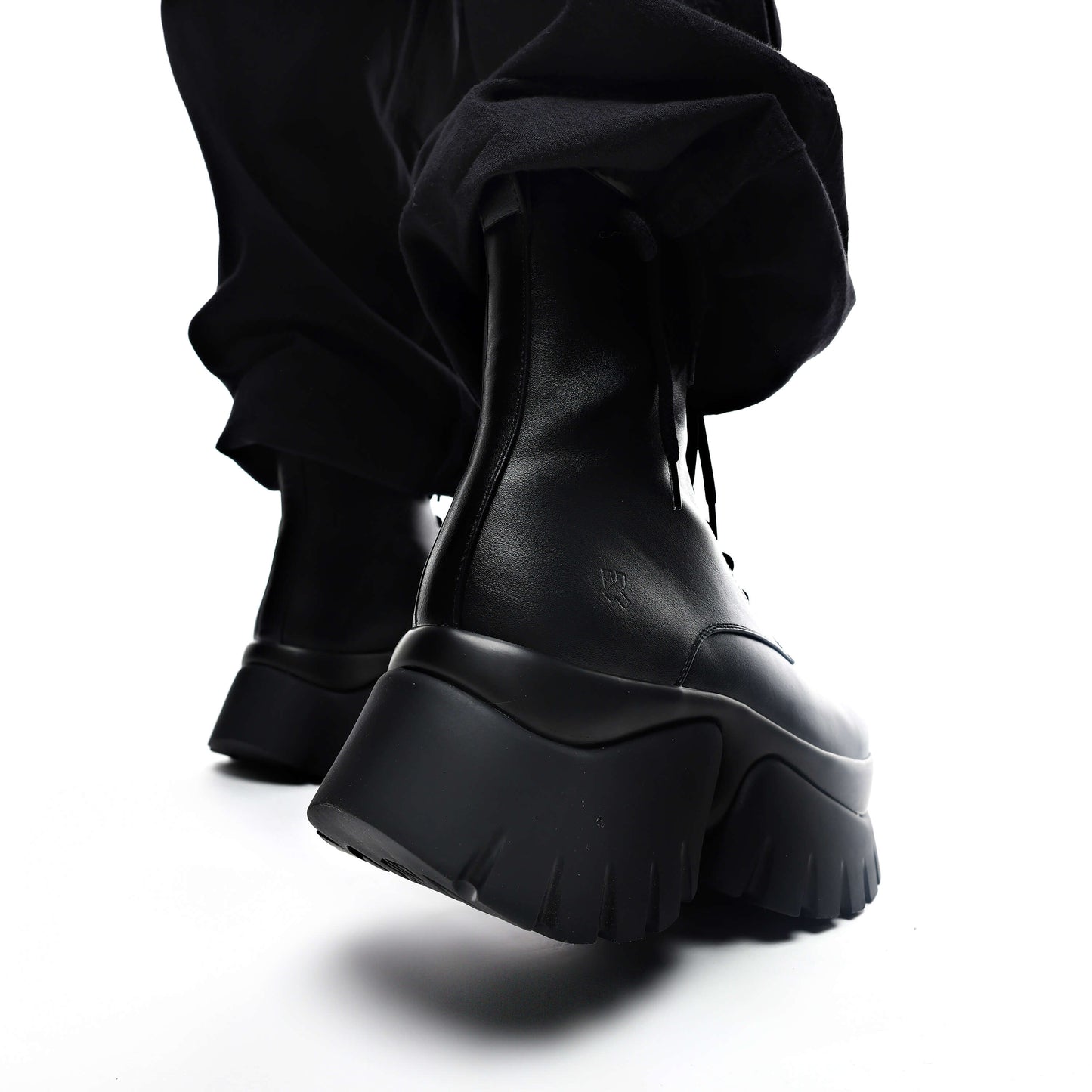 Rancor Vilun Black Lace up Boots - Ankle Boots - KOI Footwear - Black - Back Model Detail
