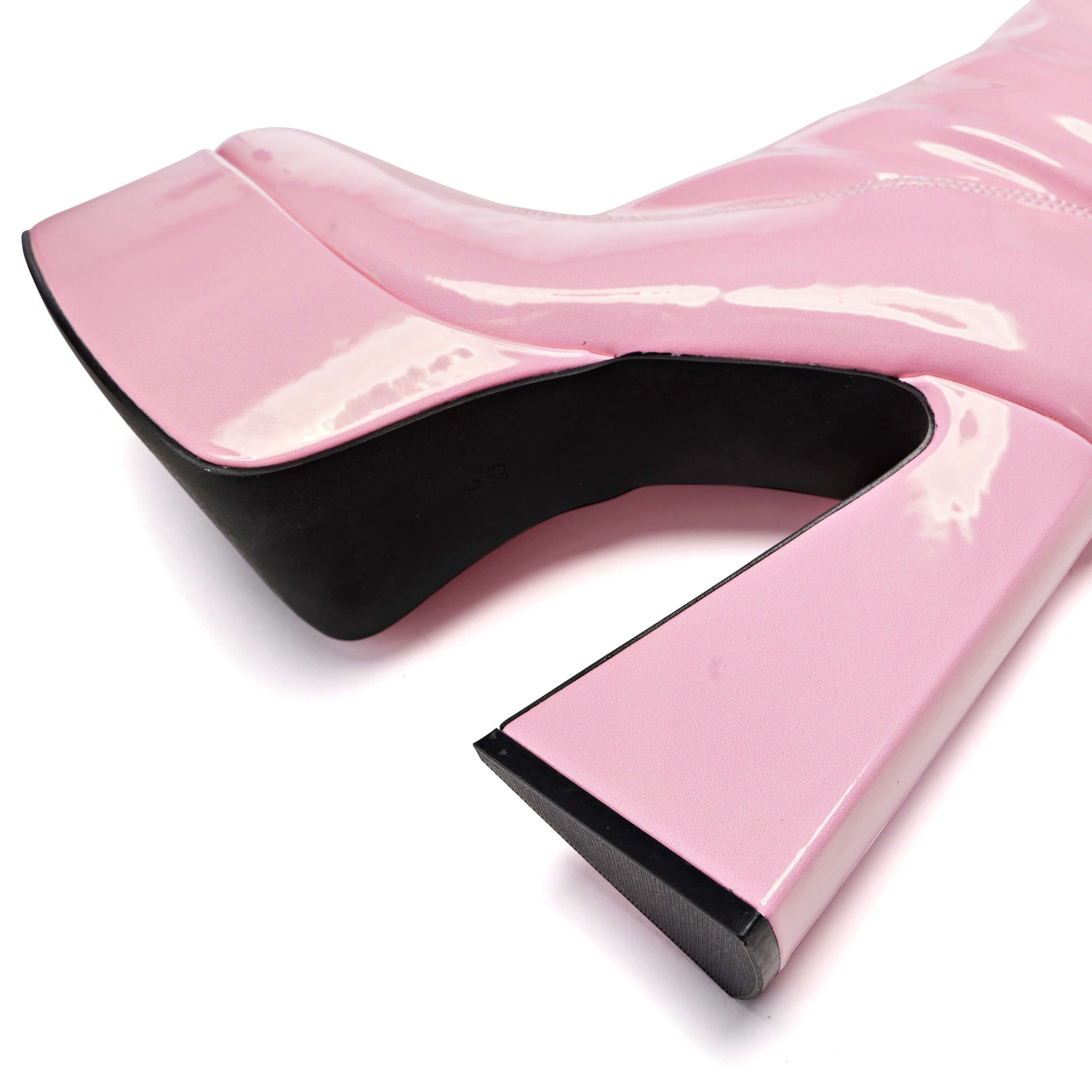Raspberry Ripple Heeled Long Boots - Long Boots - KOI Footwear - Pink - Heel Detail