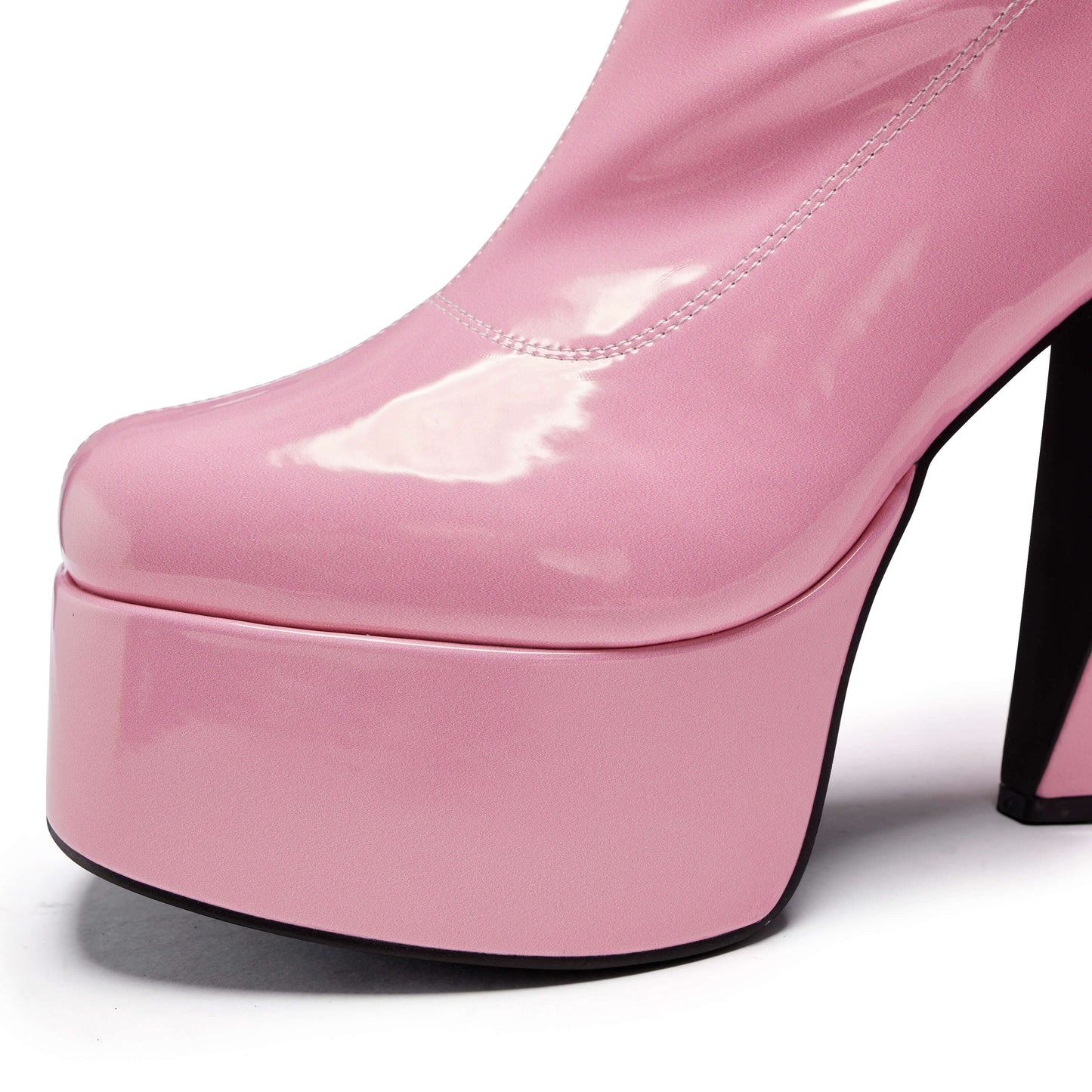 Raspberry Ripple Heeled Long Boots - Long Boots - KOI Footwear - Pink - Platform Detail