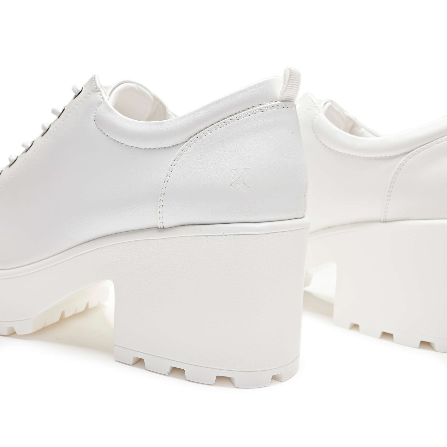 Rei Reloaded White Chunky Shoes - Shoes - KOI Footwear - White - Heel Detail