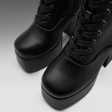 Reign Lace Up Platform Heeled Boots-Black