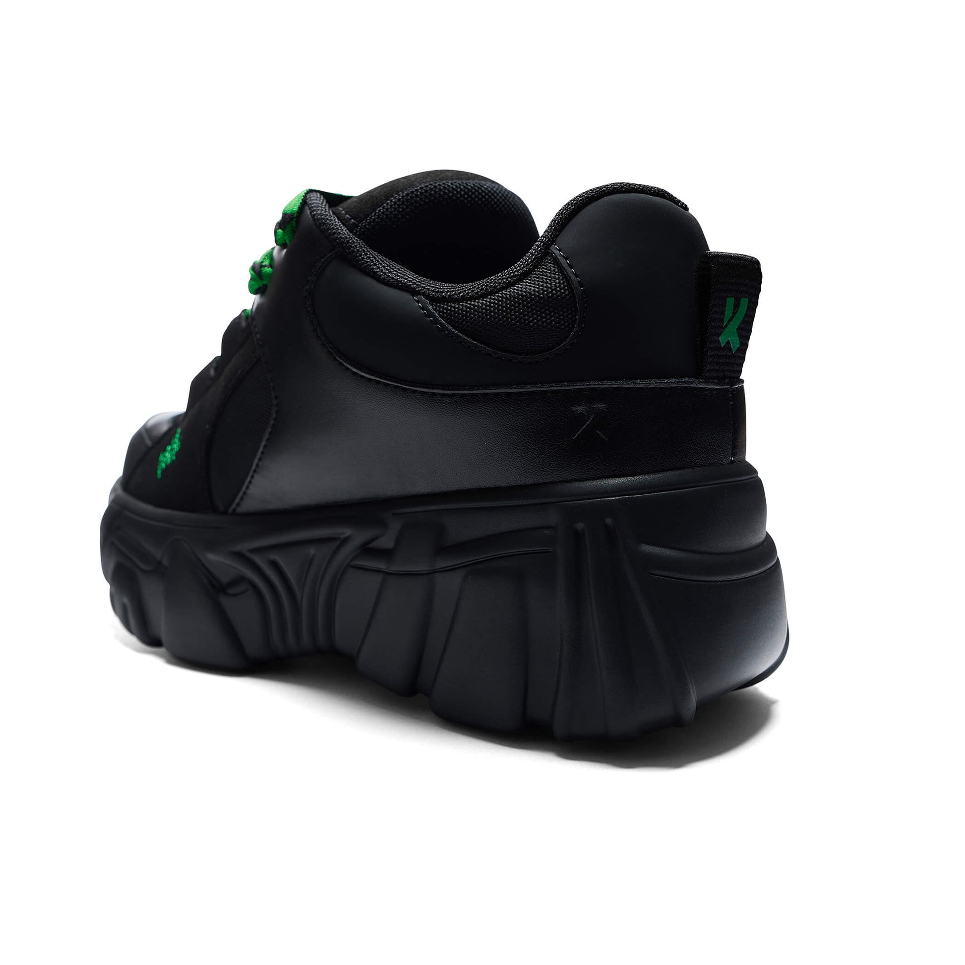 Ricta Flip Chunky Trainers - Green Lace - Trainers - KOI Footwear - Black - Back Detail
