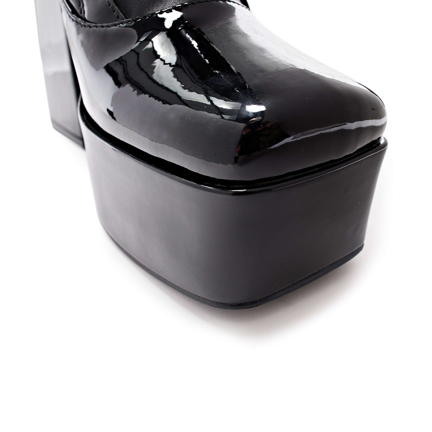 Ritual State Patent Long Boots - Black - Long Boots - KOI Footwear - Black - Material Detail