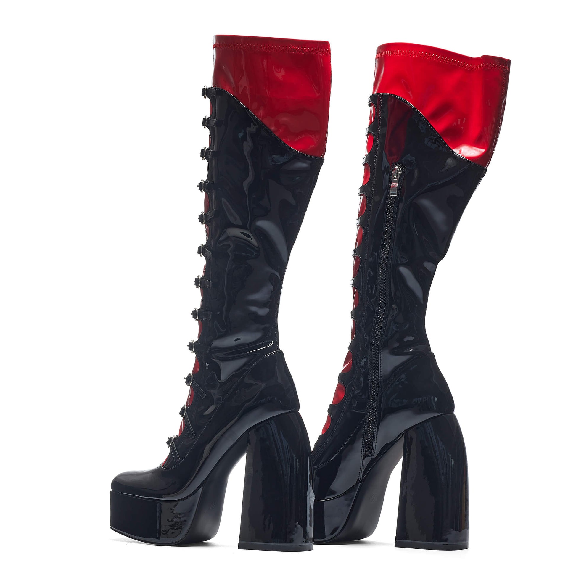 Ritual State Patent Long Boots - Red - Long Boots - KOI Footwear - Red - Back View