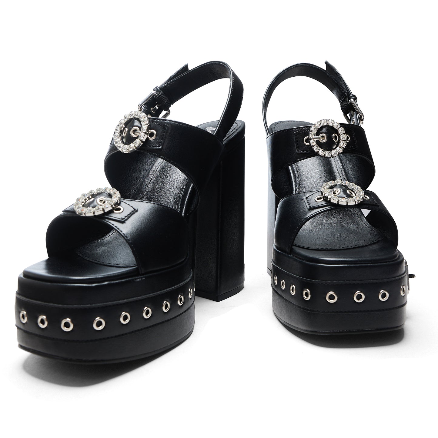 Rotten Minds Buckle Platform Heels - Black - Shoes - KOI Footwear - Black - Front Detail