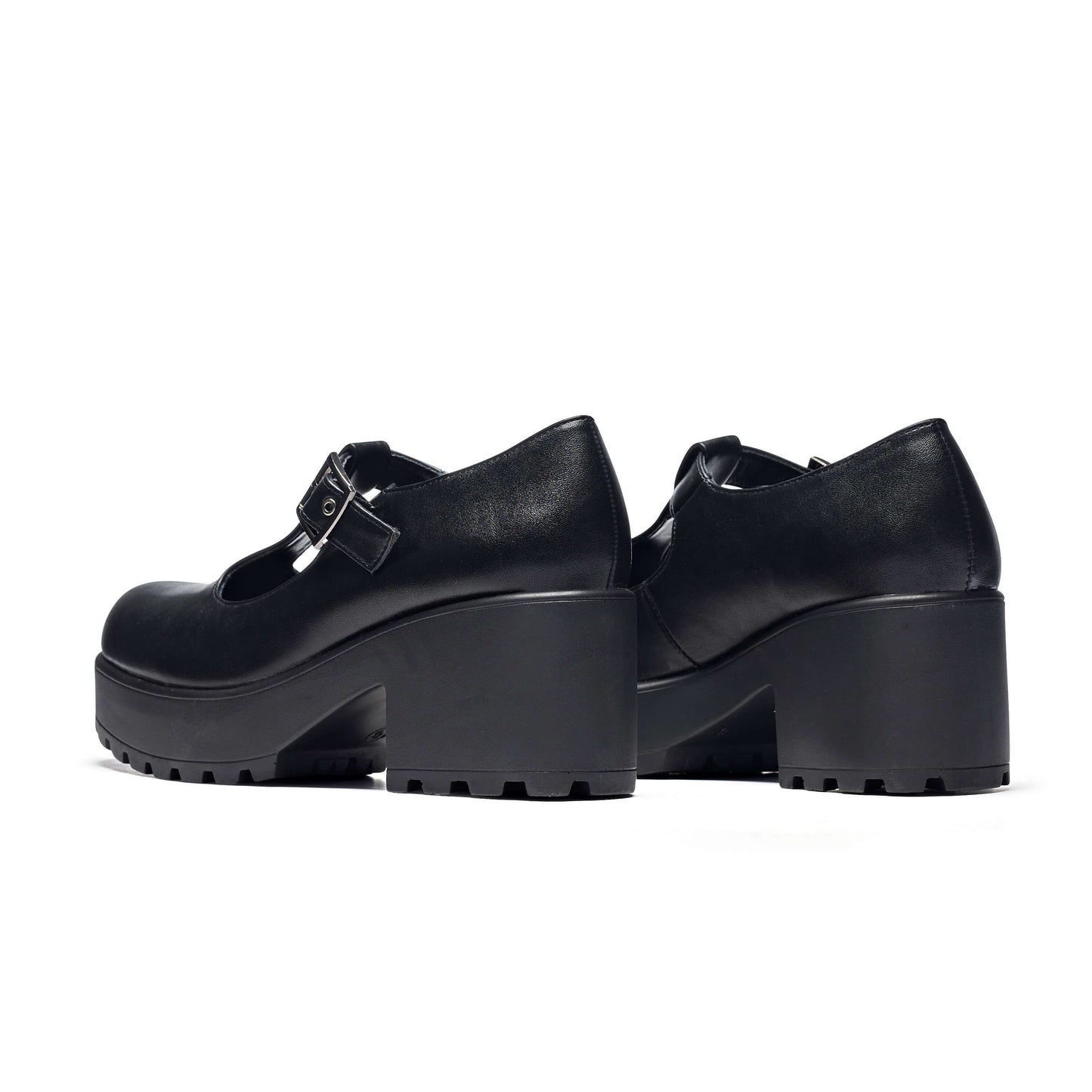 SAI Black Mary Jane Shoes 'Faux Leather Edition' - Mary Janes - KOI Footwear - Black - Back View