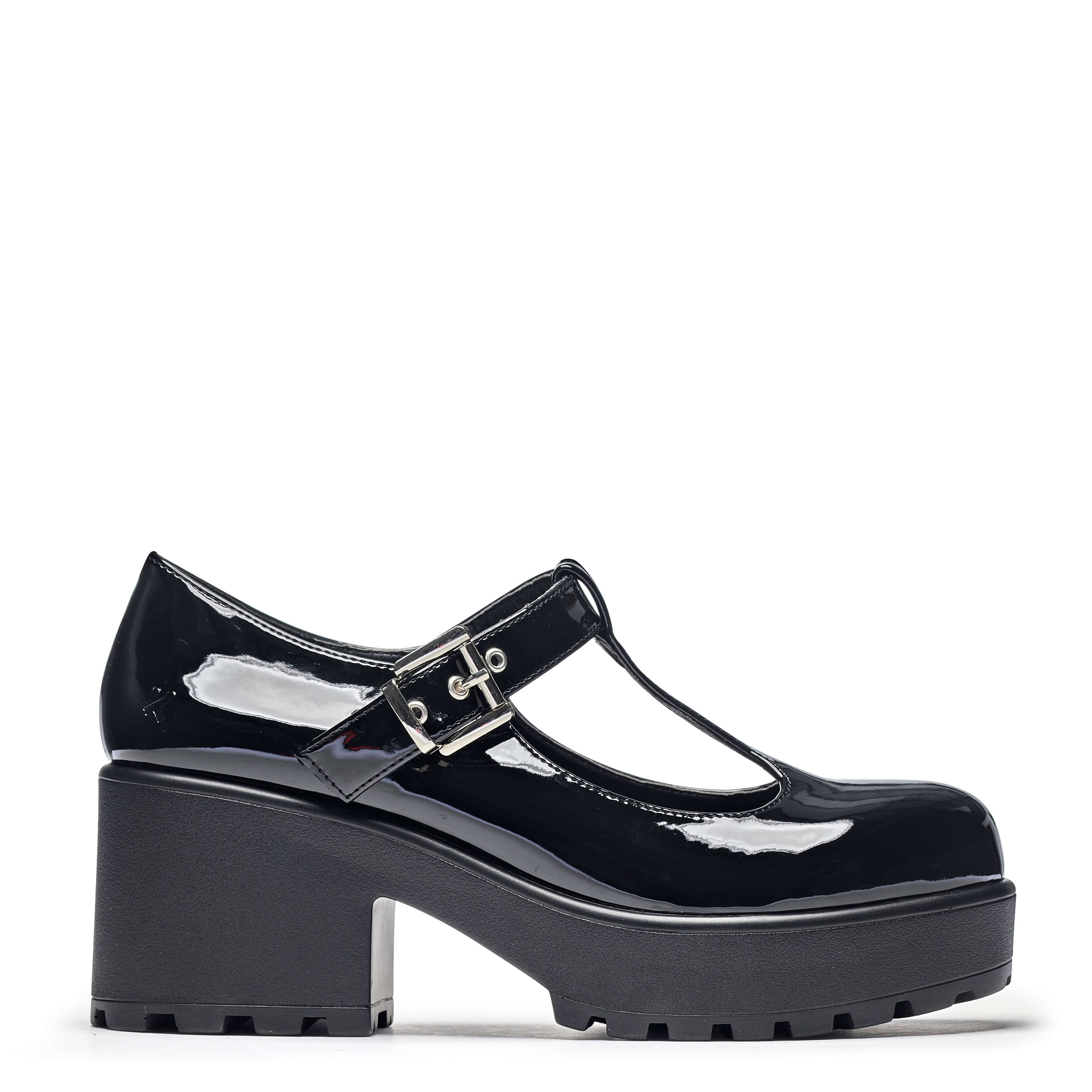 Black Patent Chunky Platform Mary Jane Shoes