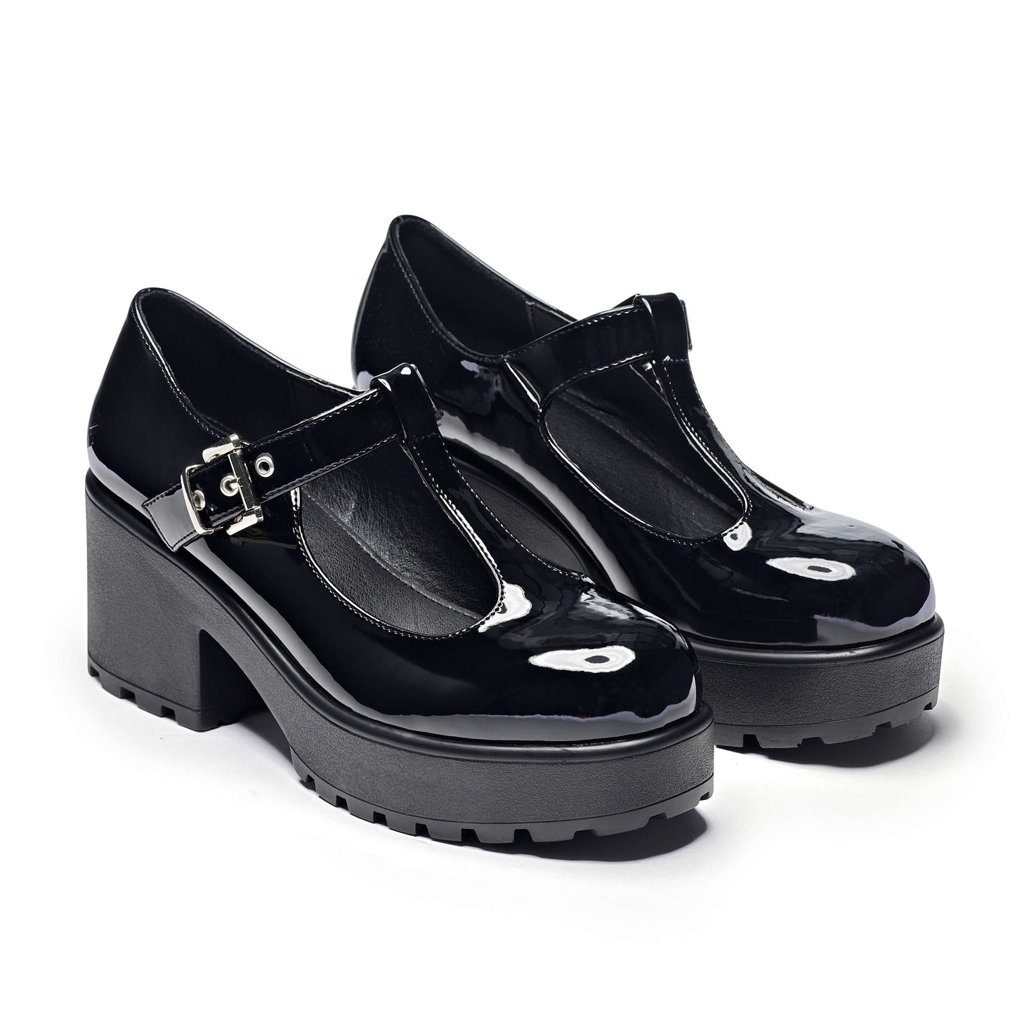 SAI Black Mary Jane Shoes 'Patent Edition' - Mary Janes - KOI Footwear - Black - Three-Quarter View