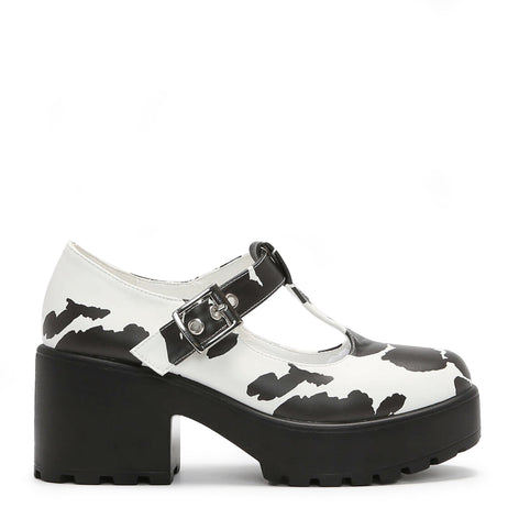 Sai Cow Print Mary Jane Shoes 'Nettie Edition' - Mary Janes - KOI Footwear - White - Main View