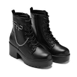 Chunky Heel Lace UP Boots - Top View - platform ankle boots 2