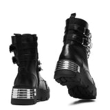 Shackled Shadows Heavy Duty Chain Biker Boots - Black