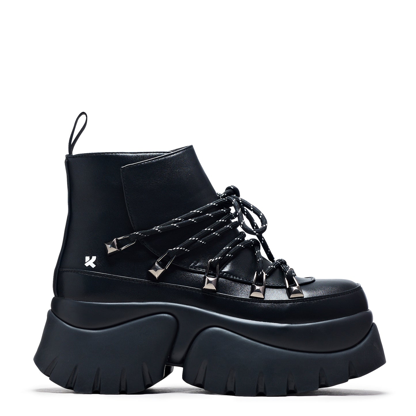 Sigmar Chunky Hiking Boots - Ankle Boots - KOI Footwear - Black - Side View