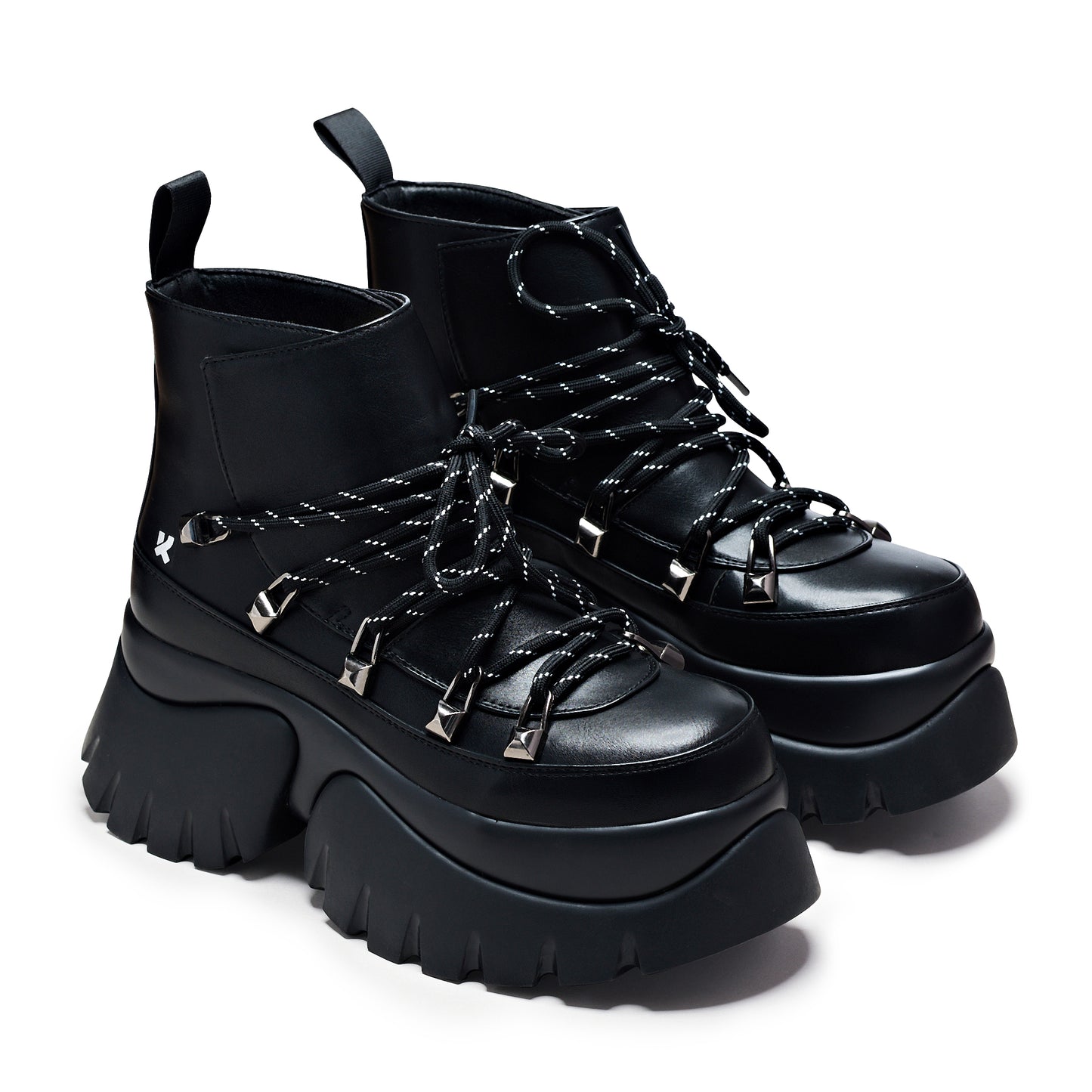 Sigmar Chunky Hiking Boots - Ankle Boots - KOI Footwear - Black - Three-Quarter View