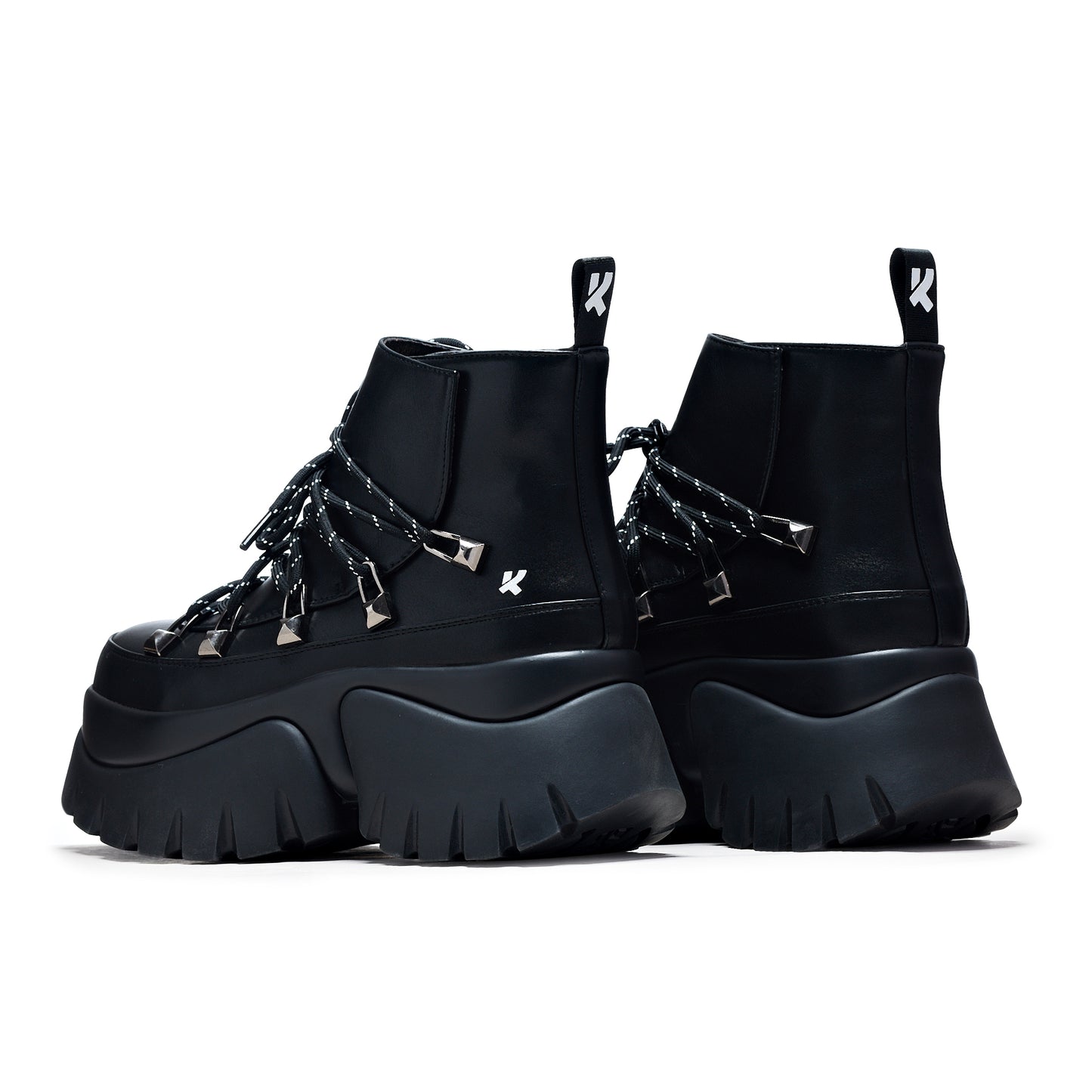Sigmar Chunky Hiking Boots - Ankle Boots - KOI Footwear - Black - Back View