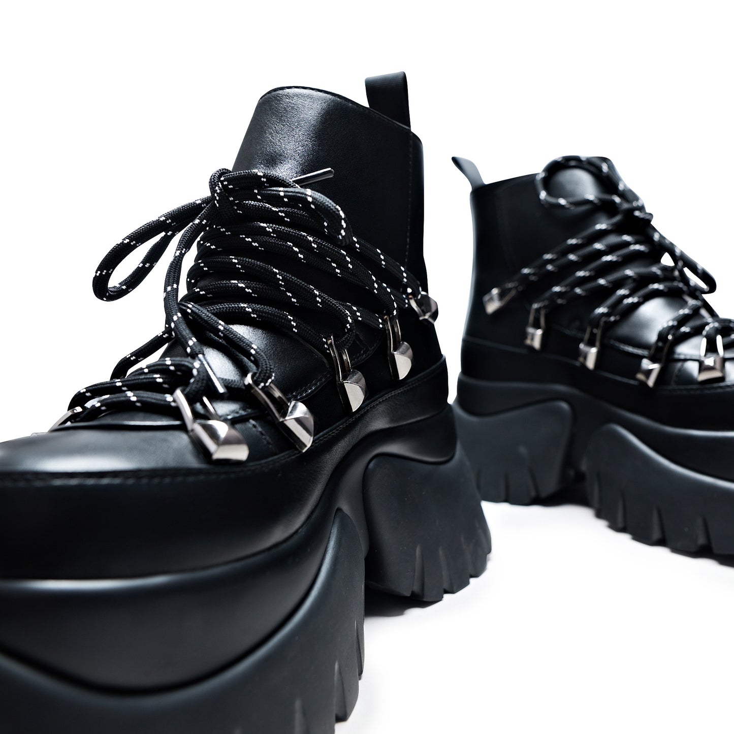 Sigmar Chunky Hiking Boots - Ankle Boots - KOI Footwear - Black - Front Detail View