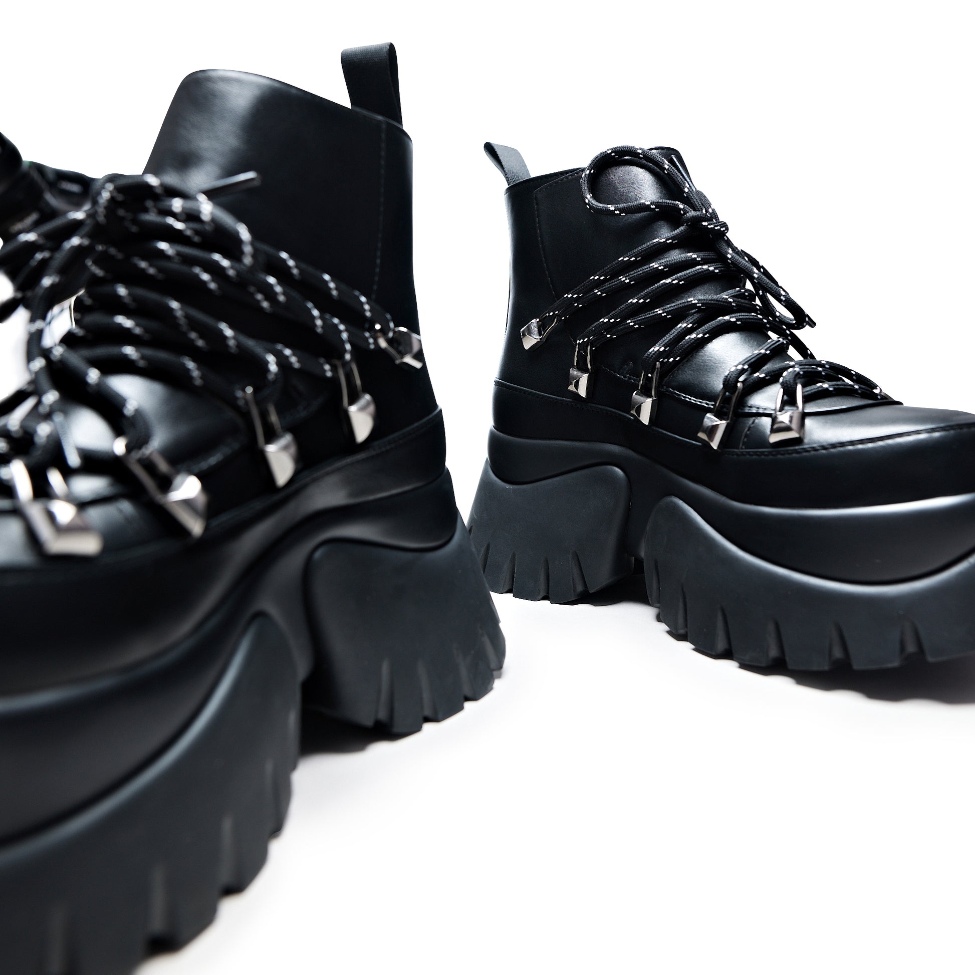 Sigmar Chunky Hiking Boots - Ankle Boots - KOI Footwear - Black - Front View