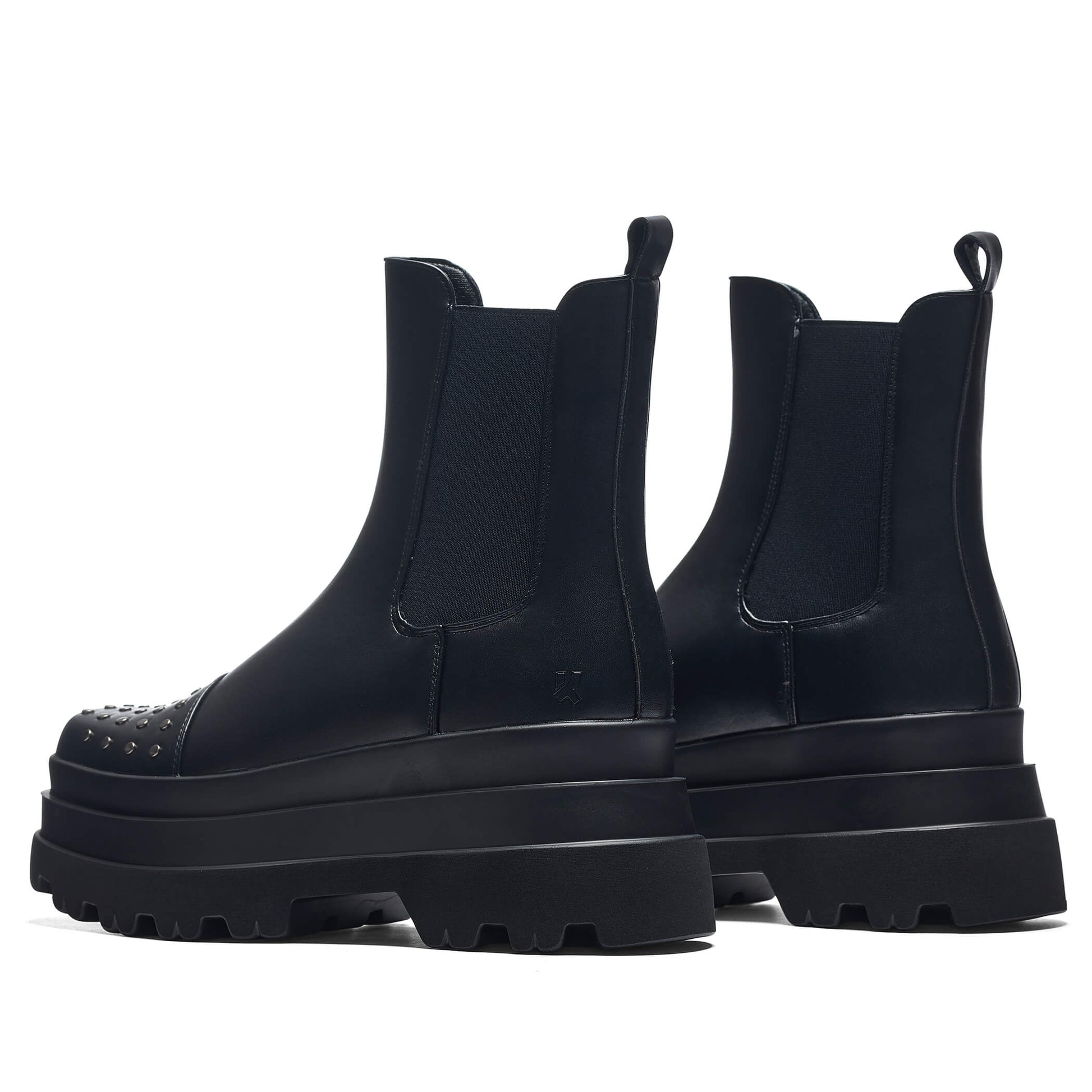Silence Studded Trident Chelsea Boots - Black - Ankle Boots - KOI Footwear - Black - Back View