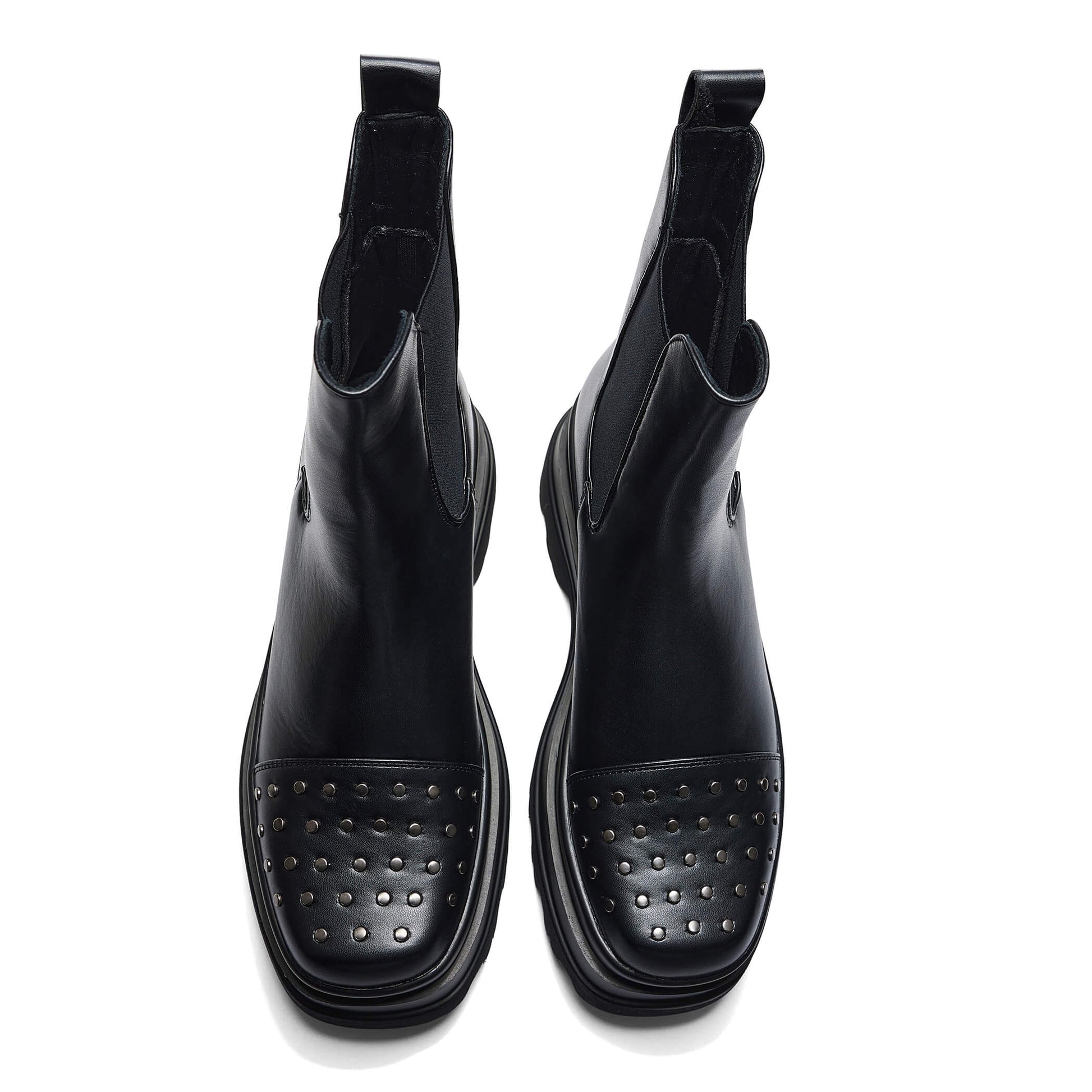 Silence Studded Trident Chelsea Boots - Black - Ankle Boots - KOI Footwear - Black - Top View