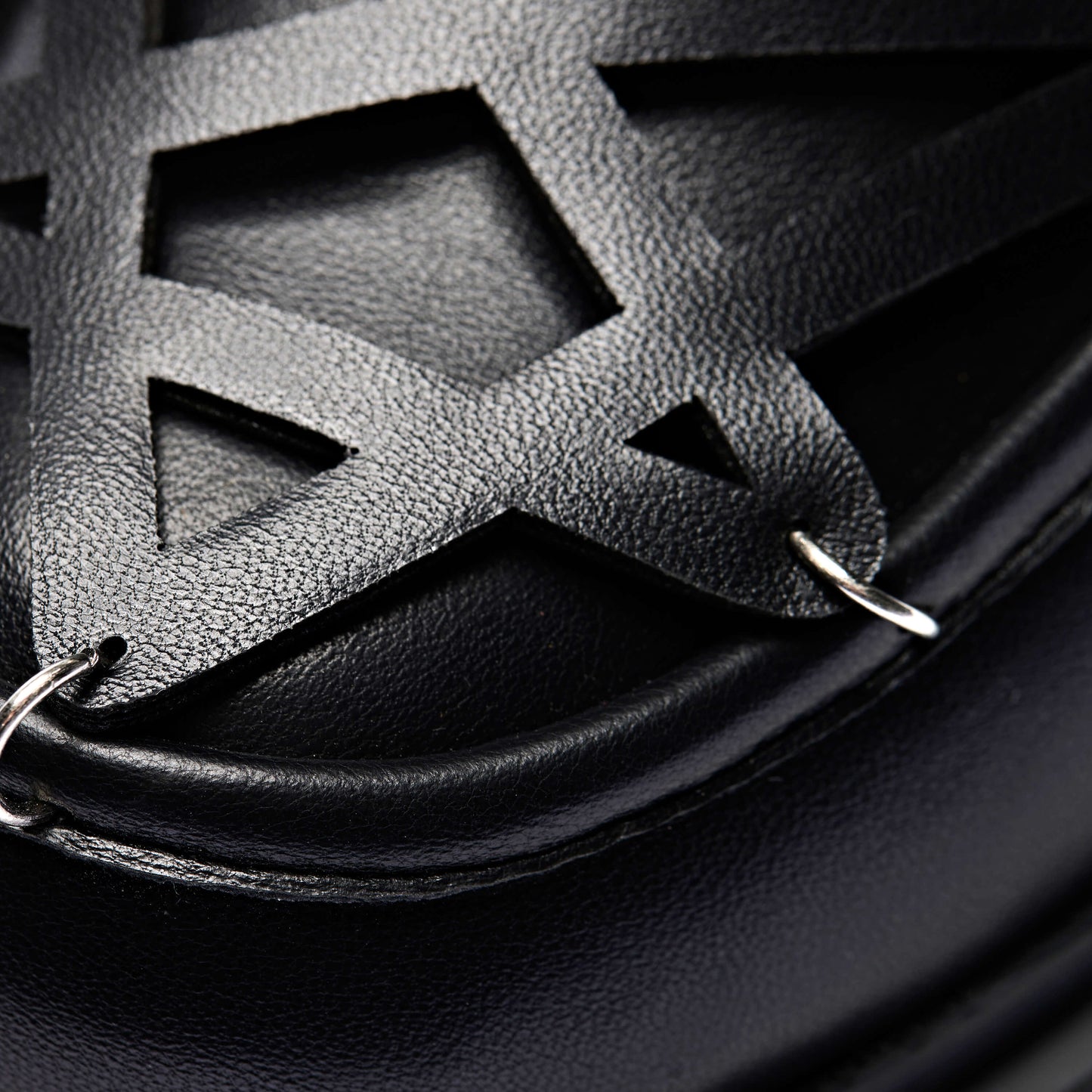Silent Dusk Owl Pentagram Loafers - Shoes - KOI Footwear - Black - Material Detail
