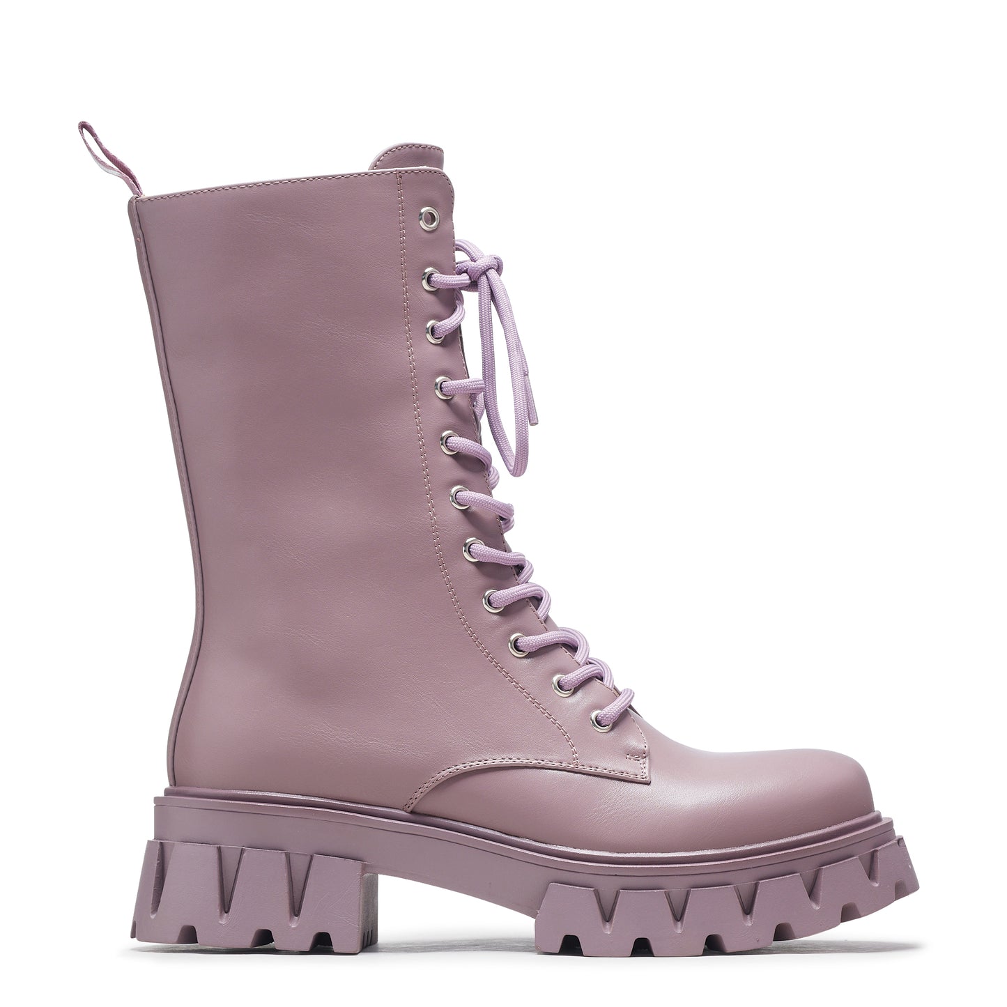 Siren Tall Lace Up Boots - Berry - Ankle Boots - KOI Footwear - Purple - Side View