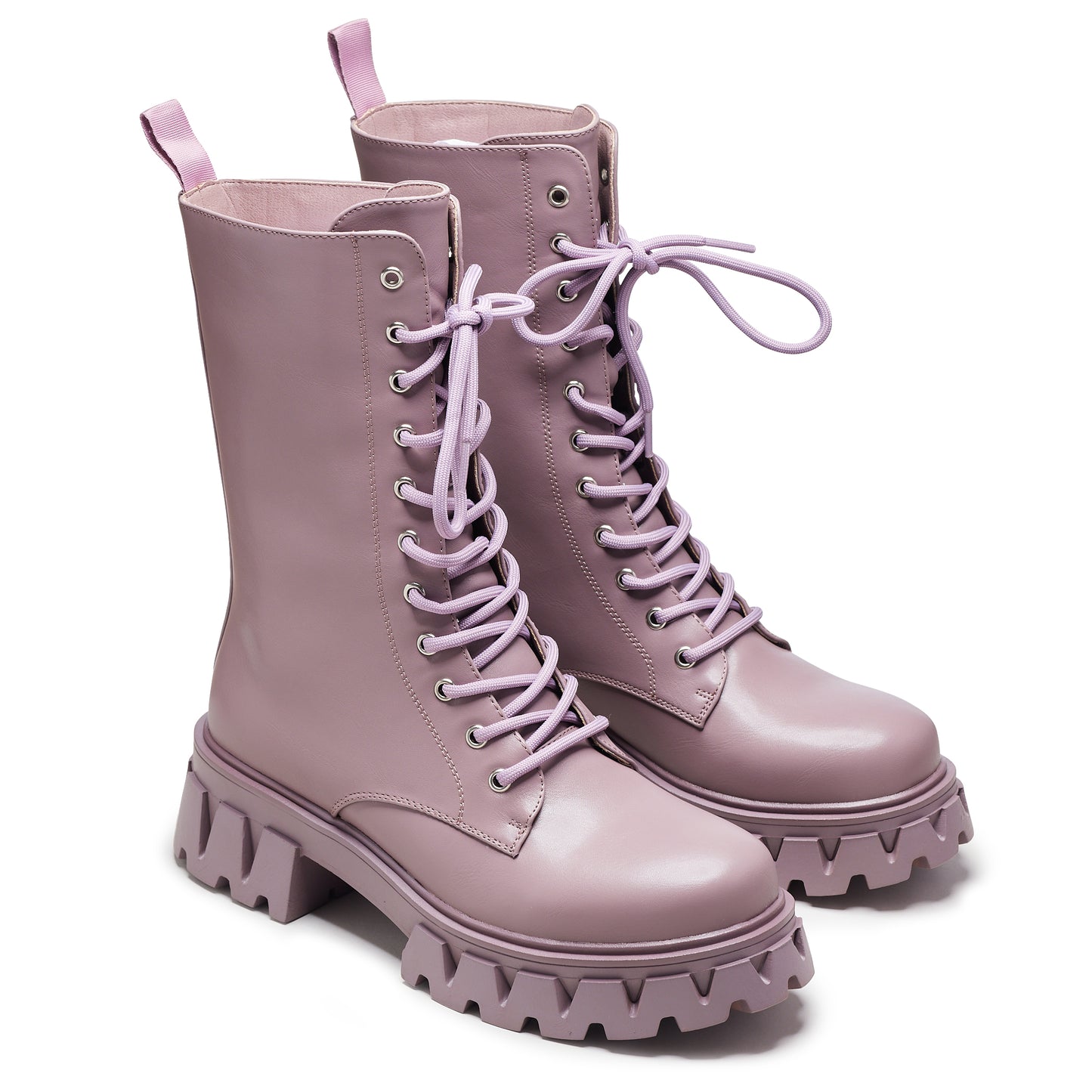 Siren Tall Lace Up Boots - Berry - Ankle Boots - KOI Footwear - Purple - Three-Quarter View