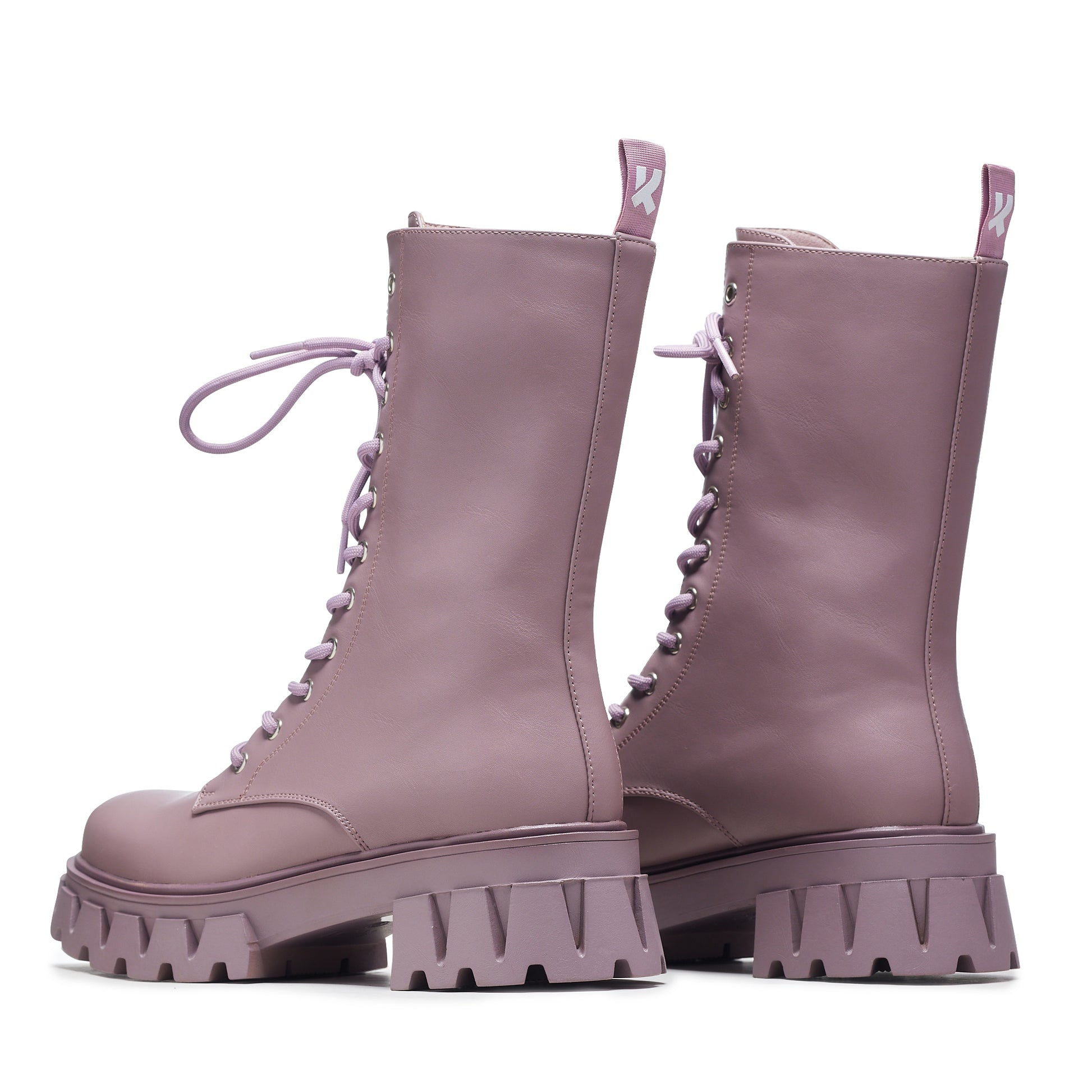 Siren Tall Lace Up Boots - Berry - Ankle Boots - KOI Footwear - Purple - Back Side View