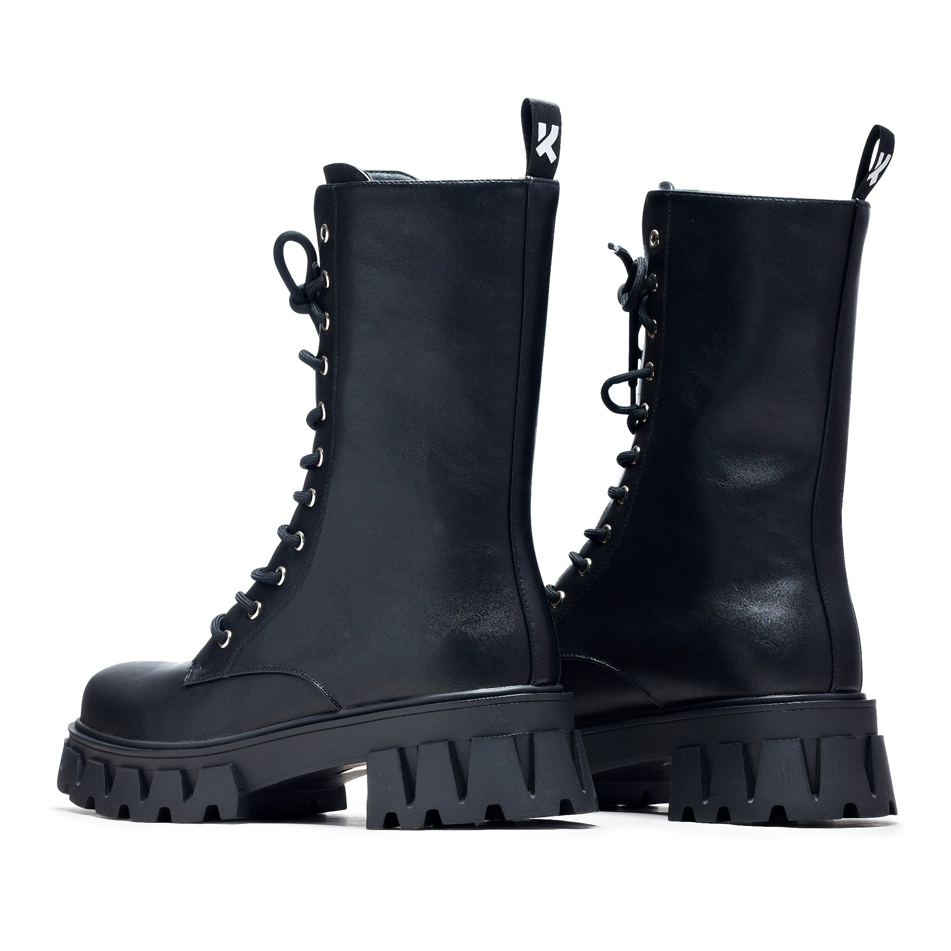 Siren Tall Lace Up Boots - Black - Ankle Boots - KOI Footwear - Black - Back View