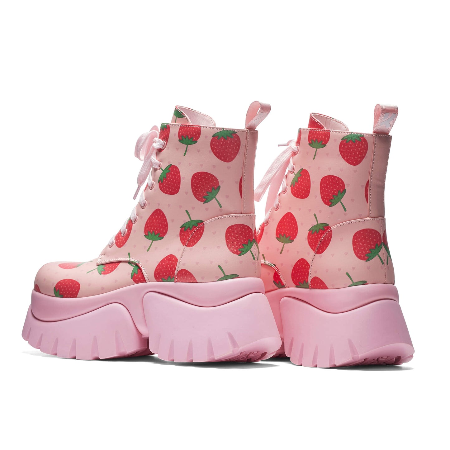 Strawberry Shortcake Pink Vilun Boots - Ankle Boots - KOI Footwear - Pink - Back View