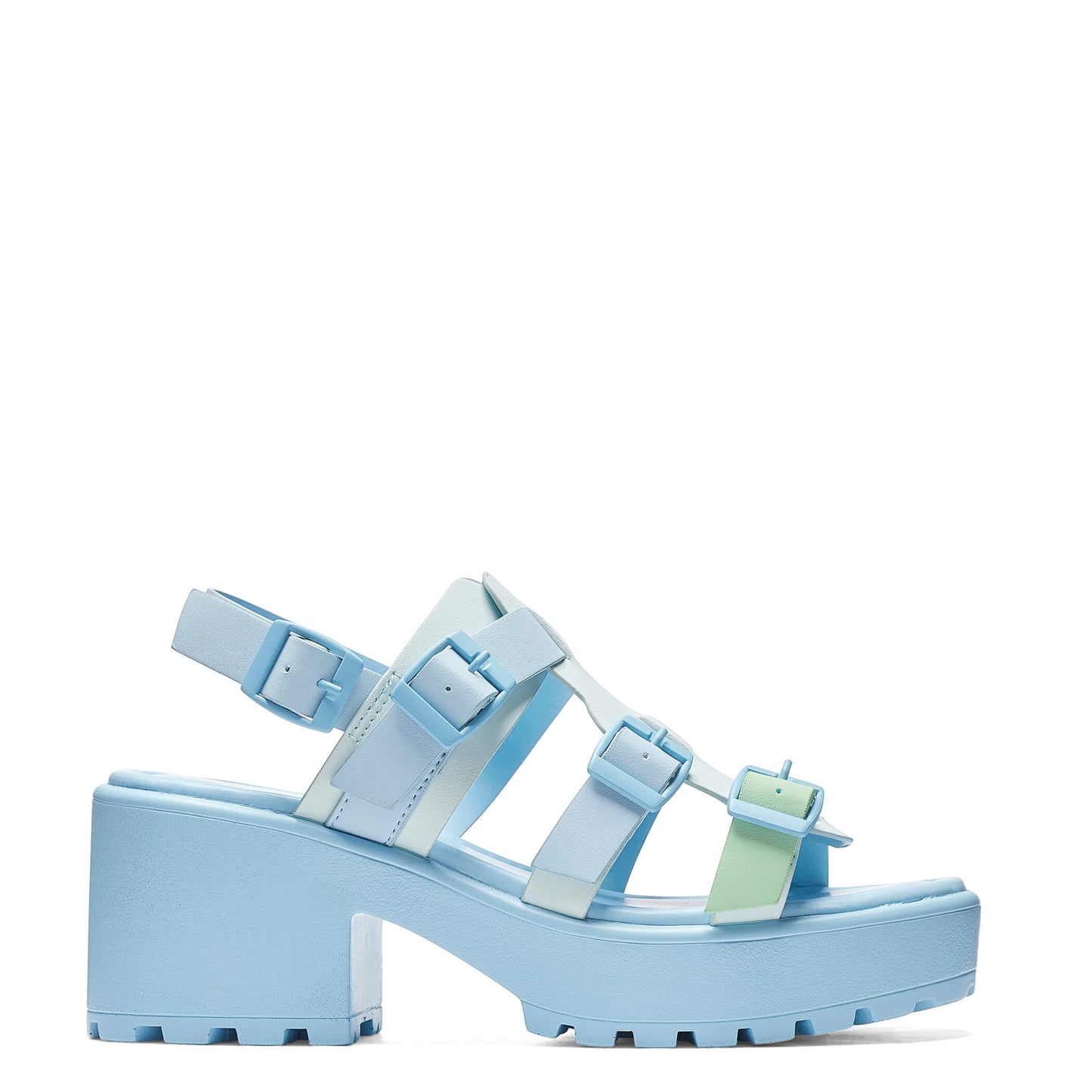 Sugar Season Chunky Buckle Sandals - Blue - Sandals - KOI Footwear - Blue - Side View