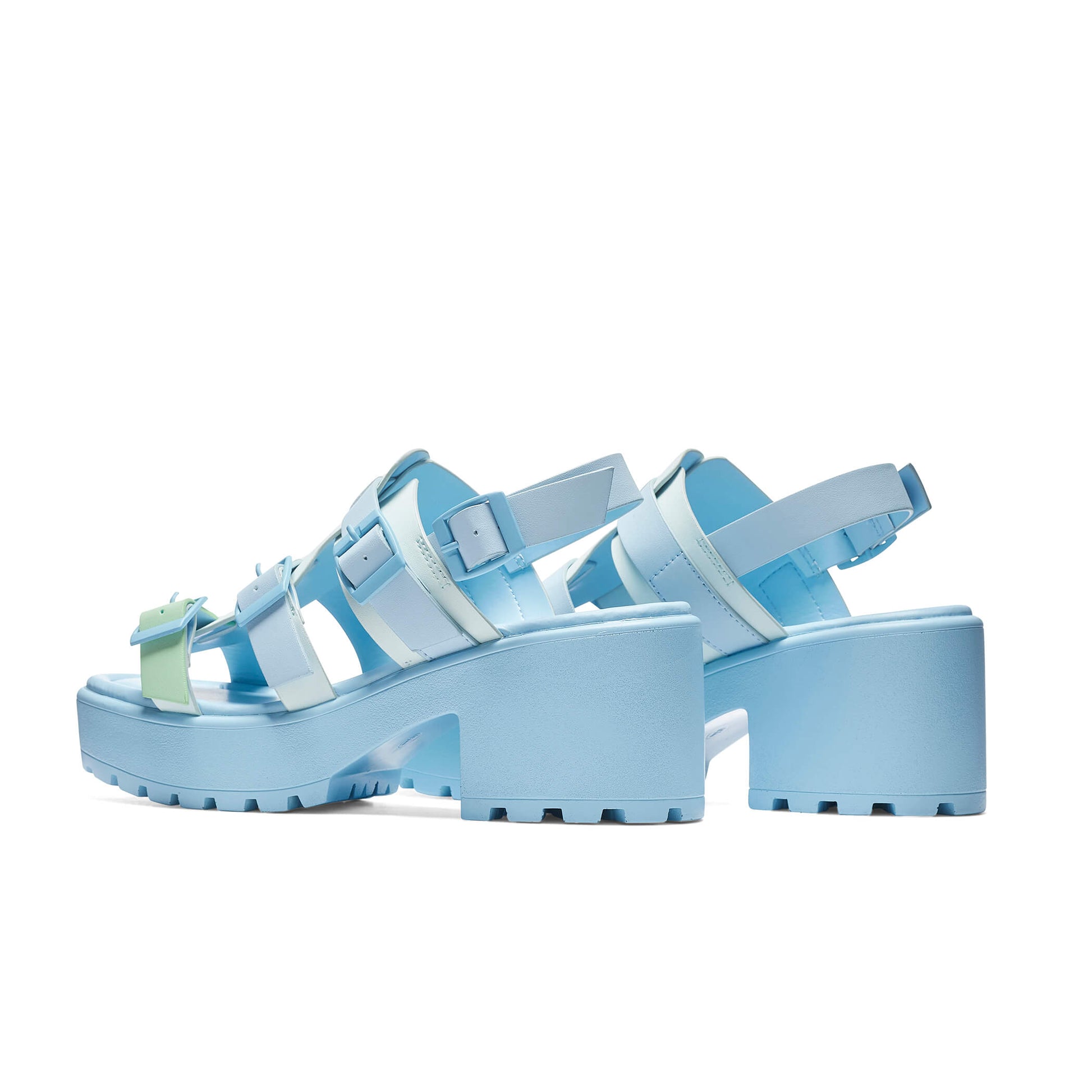 Sugar Season Chunky Buckle Sandals - Blue - Sandals - KOI Footwear - Blue - Back View