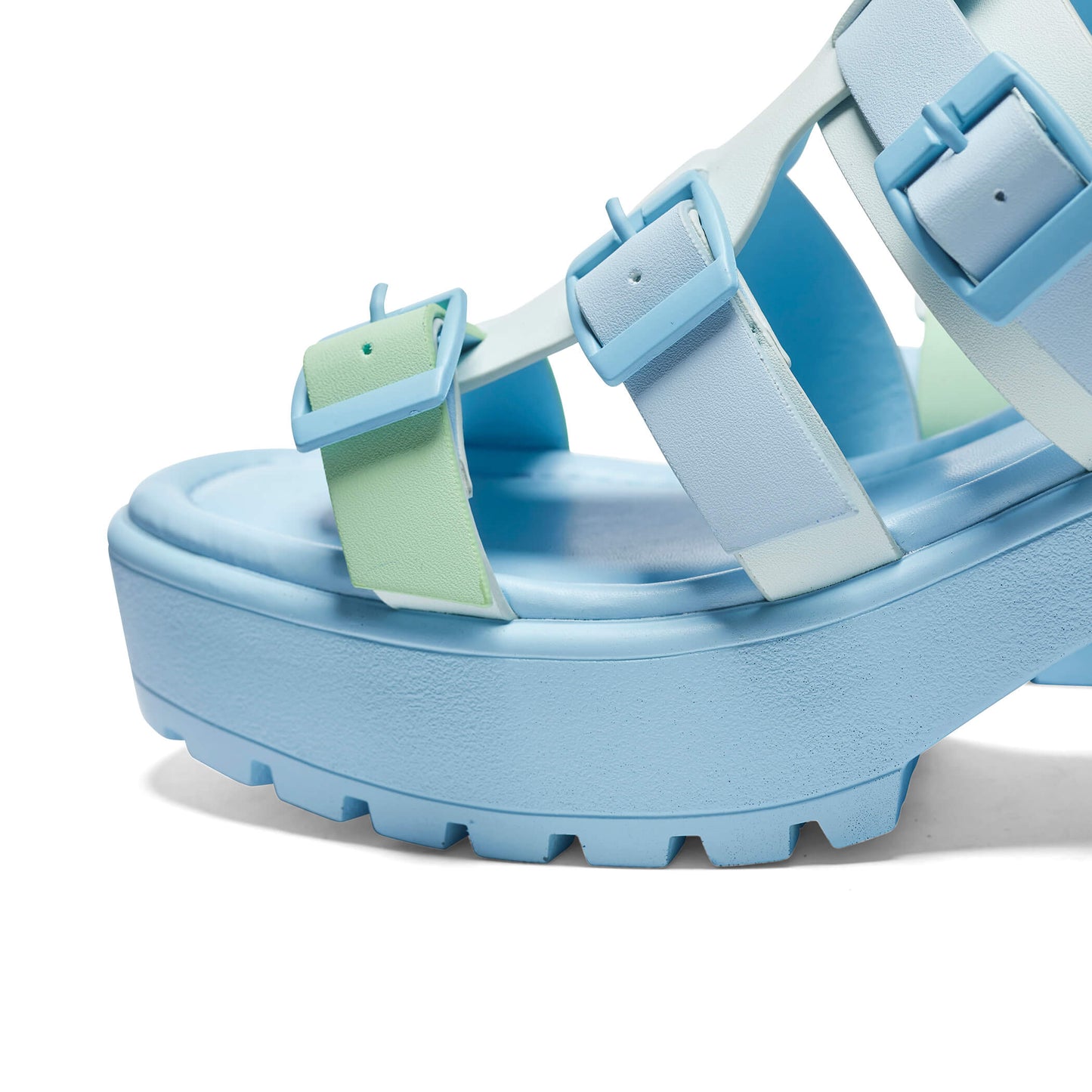 Sugar Season Chunky Buckle Sandals - Blue - Sandals - KOI Footwear - Blue - Detail View