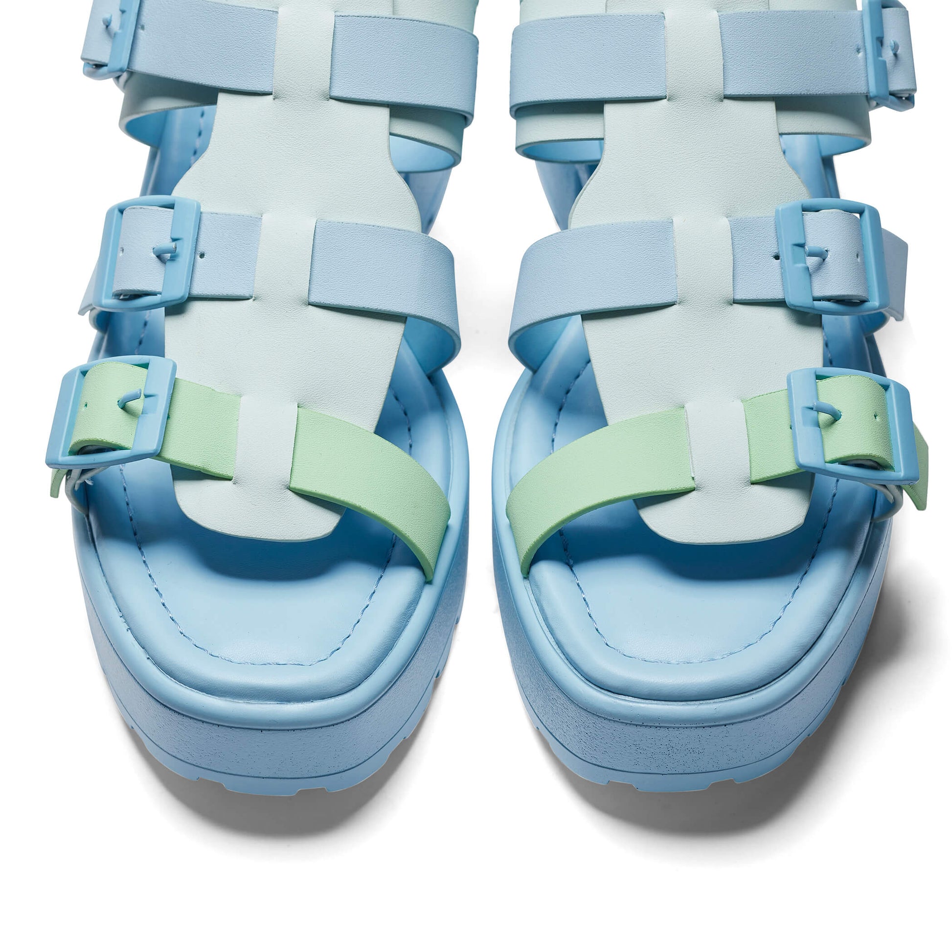 Sugar Season Chunky Buckle Sandals - Blue - Sandals - KOI Footwear - Blue - Front Detail