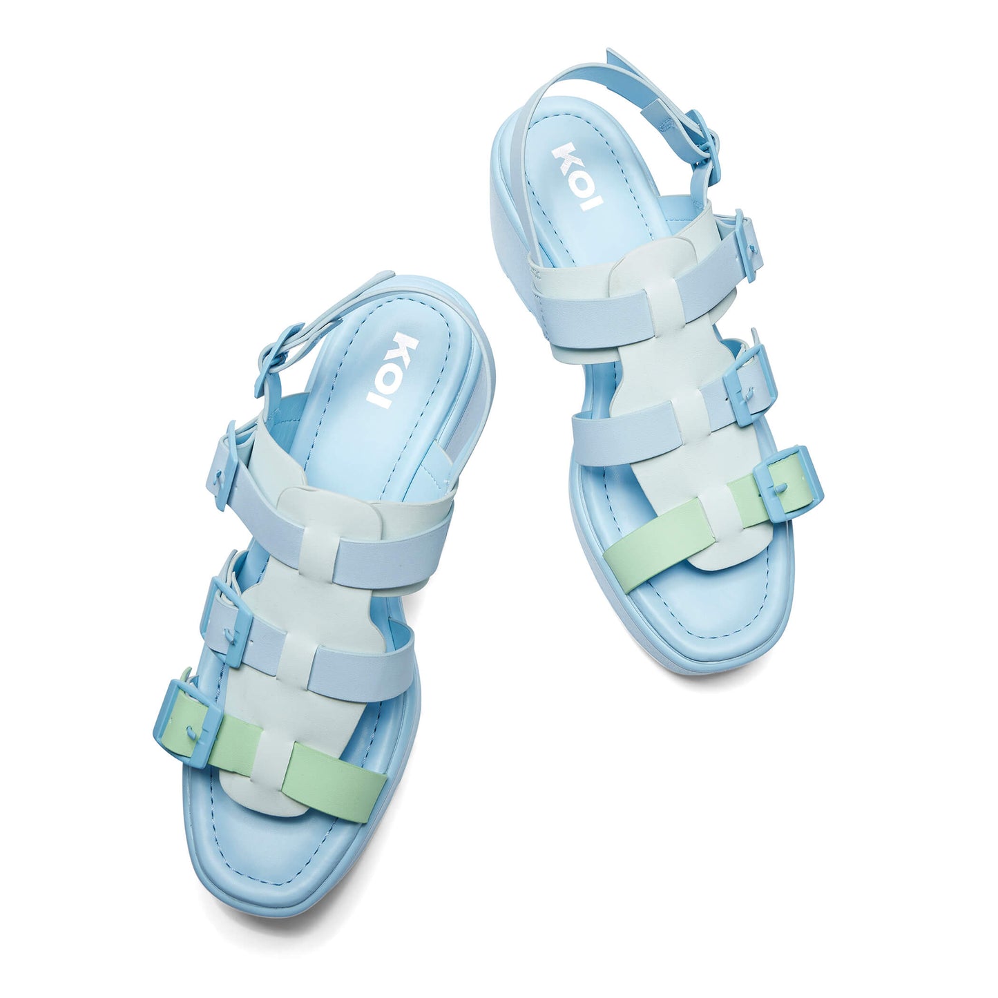 Sugar Season Chunky Buckle Sandals - Blue - Sandals - KOI Footwear - Blue - Top View