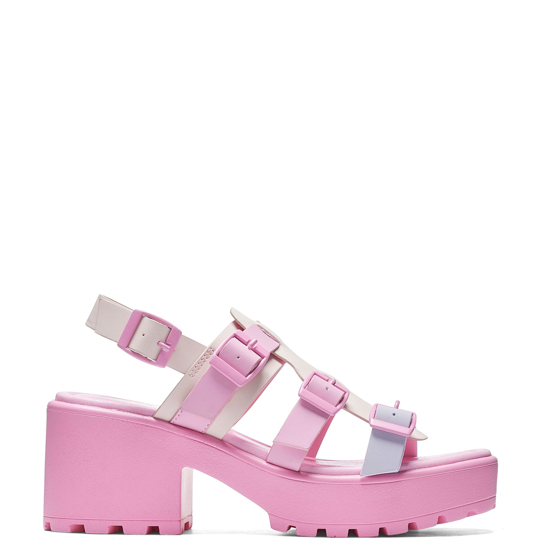Sugar Season Chunky Buckle Sandals - Pink - Sandals - KOI Footwear - Pink - Side View
