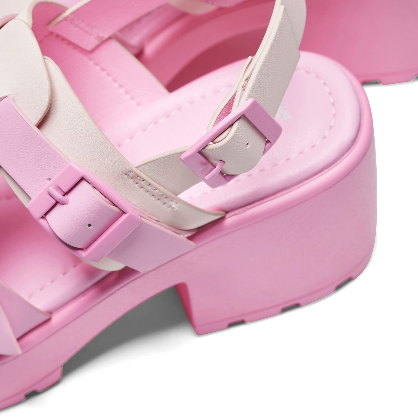 Sugar Season Chunky Buckle Sandals - Pink - Sandals - KOI Footwear - Pink - Buckle Detail