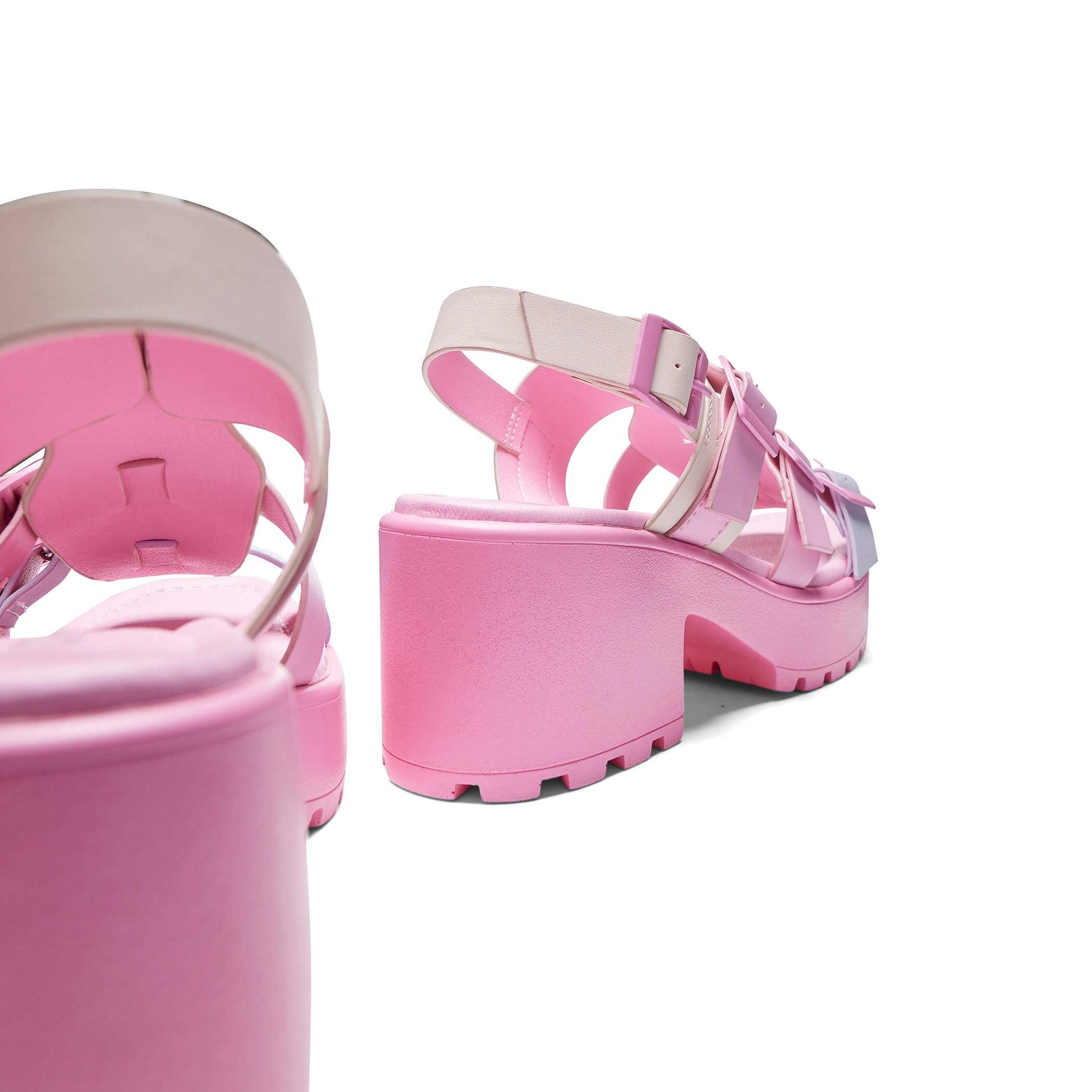 Sugar Season Chunky Buckle Sandals - Pink - Sandals - KOI Footwear - Pink - Back Detail