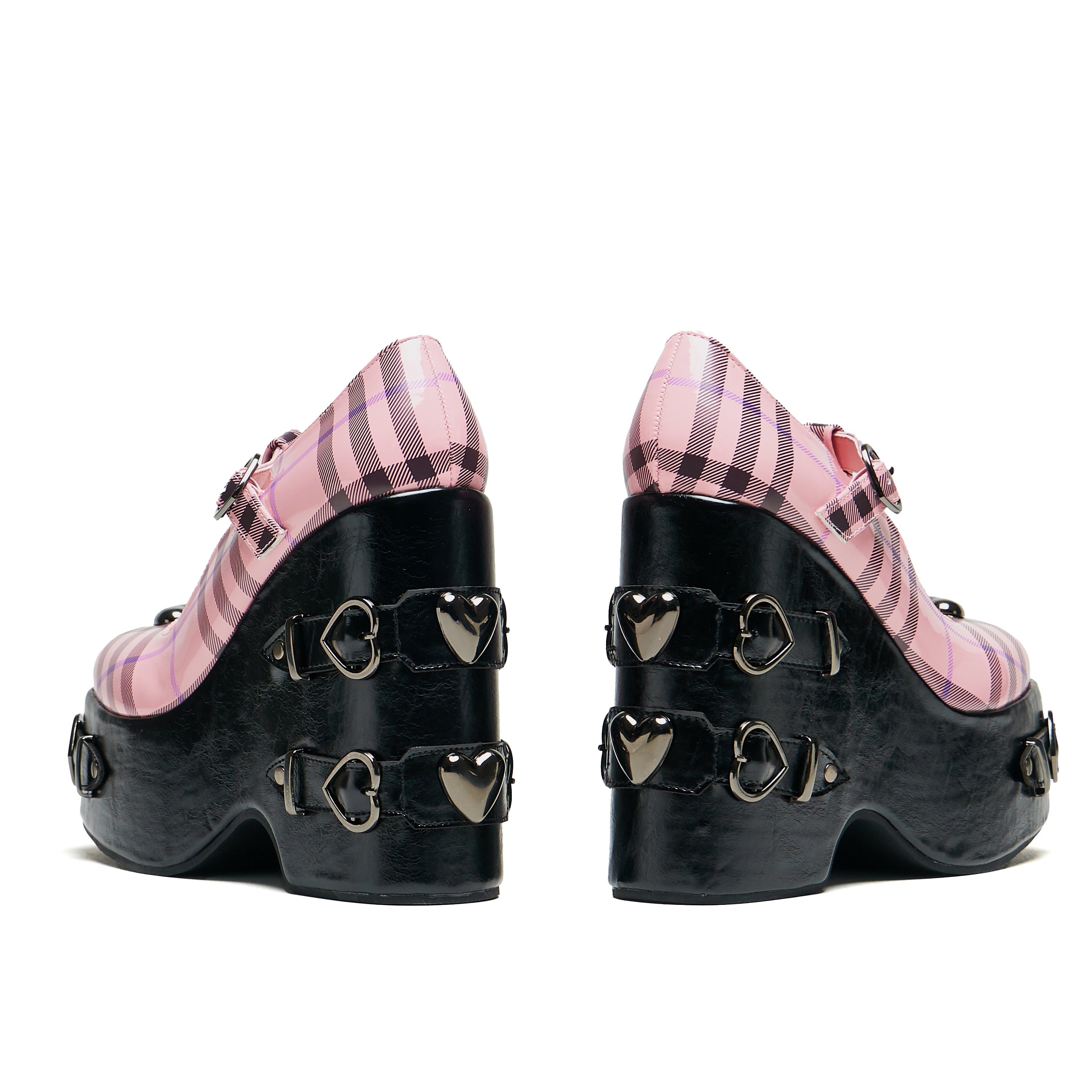 Sweet Apathy Plaid Wedge Mary Janes_6