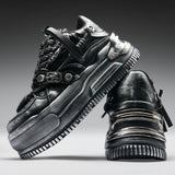 Metamorphosis Distressed Platform Trainers - Charcoal