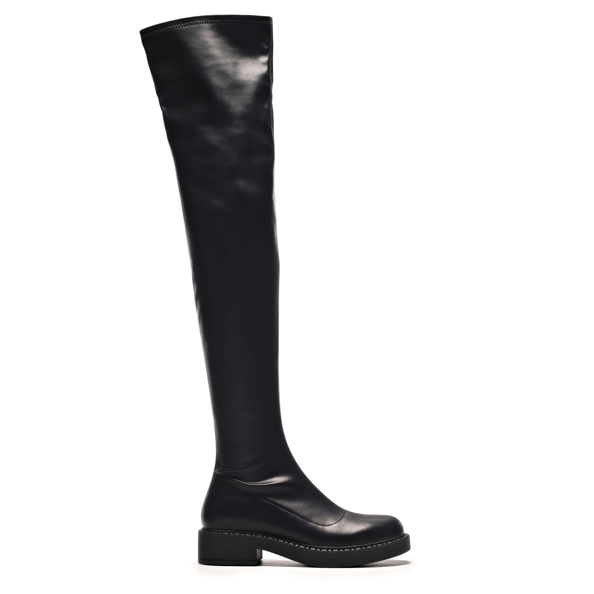The Commander Plus Size Thigh High Boots - Long Boots - KOI Footwear - Black - Side View