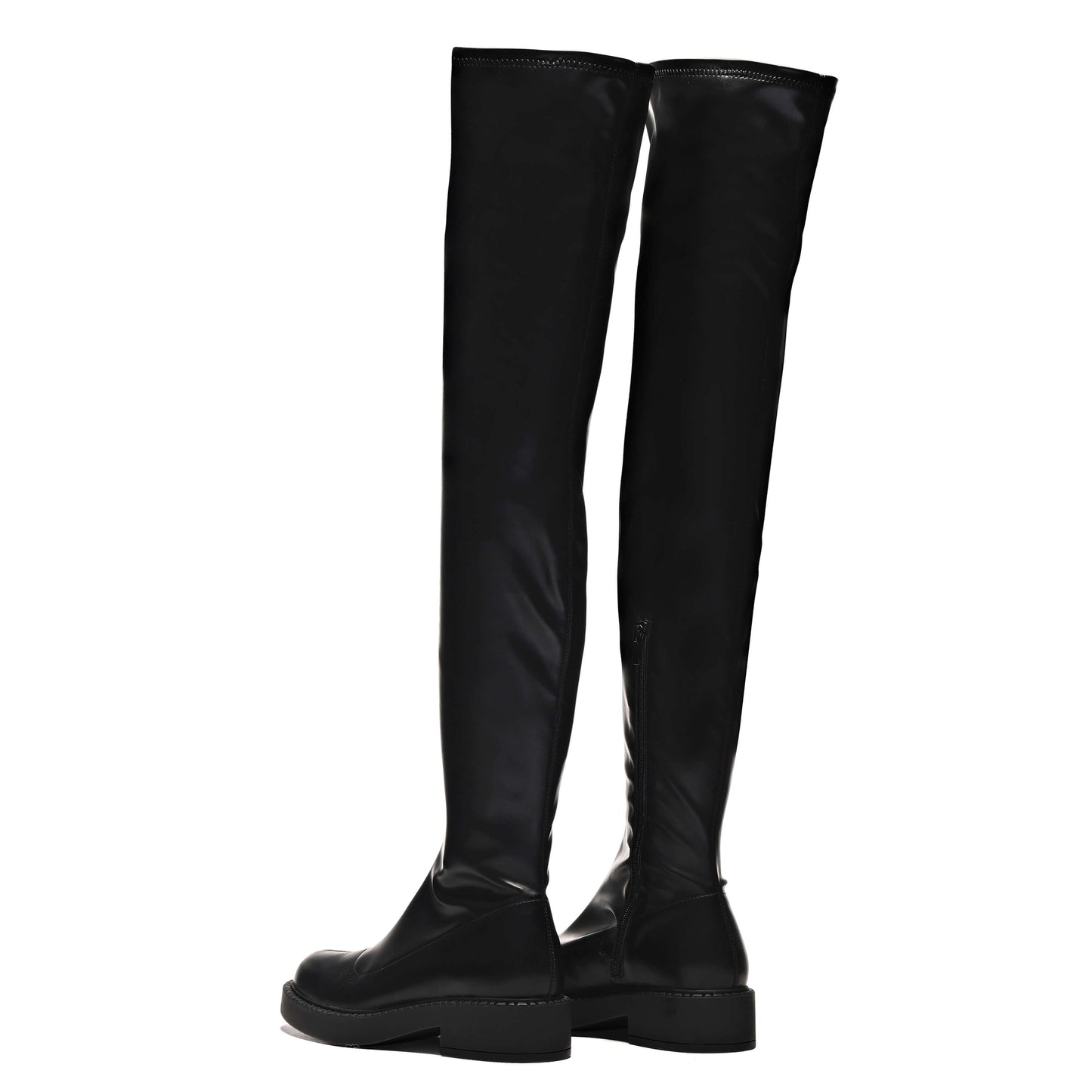 The Commander Stretch Thigh High Boots - Long Boots - KOI Footwear - Black - Back View