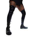 The Commander Plus Size Thigh High Boots - Long Boots - KOI Footwear - Black - Plus-Size Model View