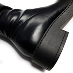 The Commander Plus Size Thigh High Boots - Long Boots - KOI Footwear - Black - Low Heel Detail