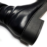 The Commander Plus Size Thigh High Boots - Long Boots - KOI Footwear - Black - Low Heel Detail