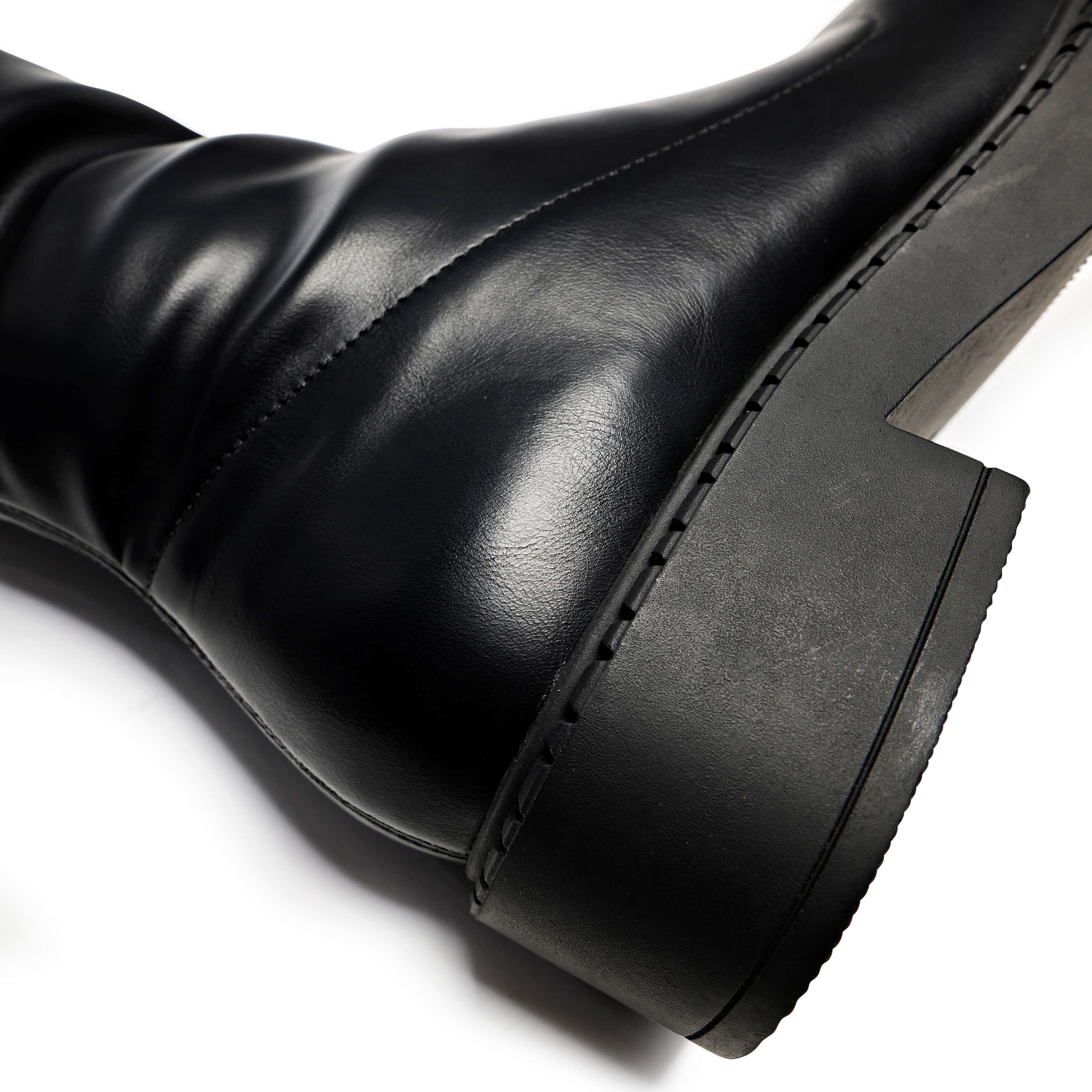 The Commander Plus Size Thigh High Boots - Long Boots - KOI Footwear - Black - Low Heel Detail