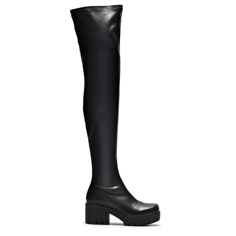 The Harmony Stretch Thigh High Boots - Long Boots - KOI Footwear - Black - Main View
