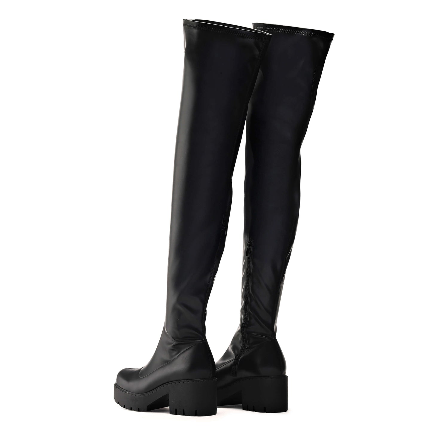 The Harmony Plus Size Thigh High Boots - Long Boots - KOI Footwear - Black - Three-Quarter View