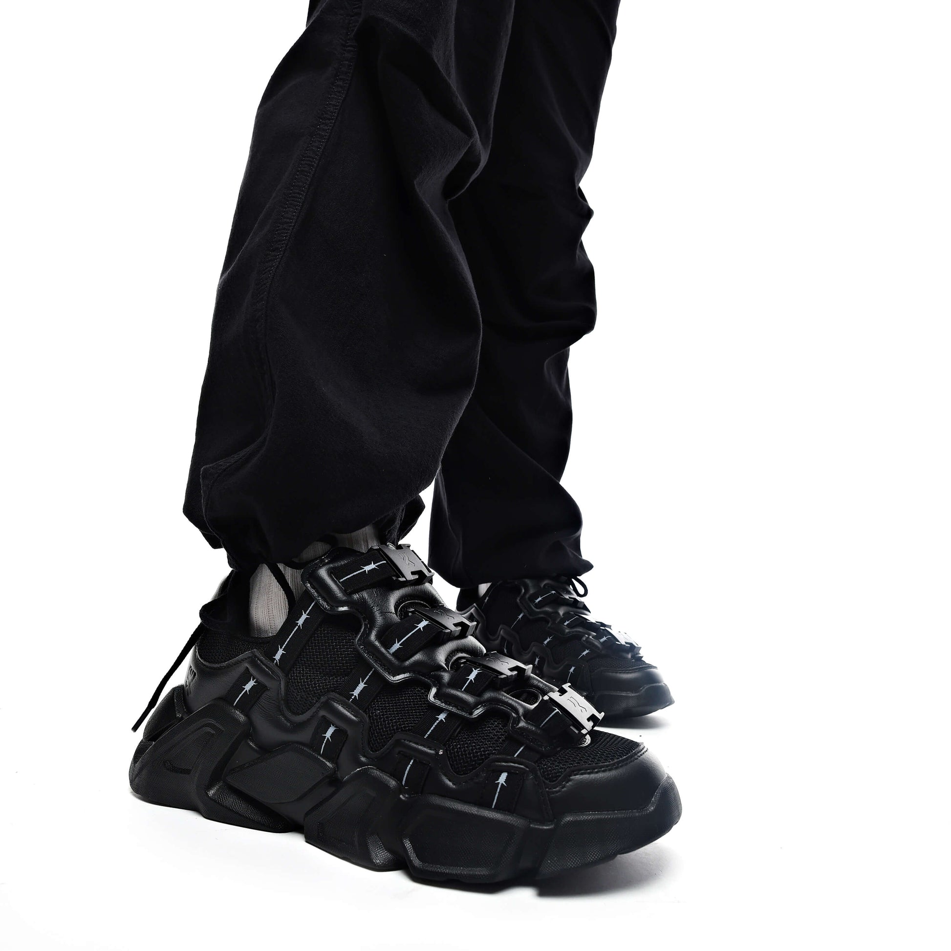 The Beast Men's Black Wire Trainers - Trainers - KOI Footwear - Black - Model Side View