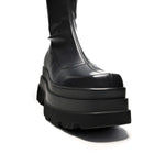 The Elevation Plus Size Thigh High Boots - Long Boots - KOI Footwear - Black - Platform Detail