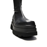The Elevation Plus Size Thigh High Boots - Long Boots - KOI Footwear - Black - Platform Detail